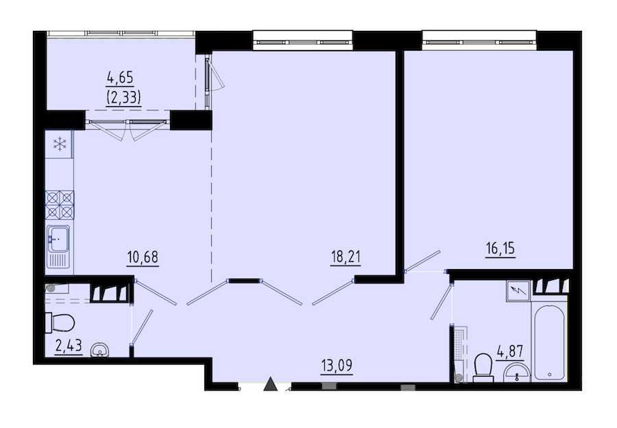 Однокомнатная квартира в : площадь 65.1 м2 , этаж: 2 – купить в Санкт-Петербурге